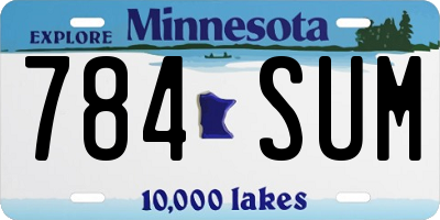 MN license plate 784SUM