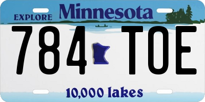 MN license plate 784TOE