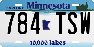 MN license plate 784TSW