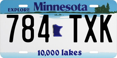 MN license plate 784TXK