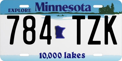 MN license plate 784TZK
