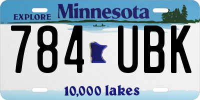 MN license plate 784UBK