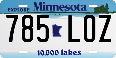 MN license plate 785LOZ