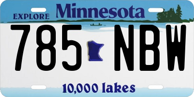 MN license plate 785NBW