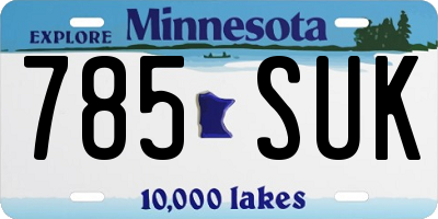 MN license plate 785SUK
