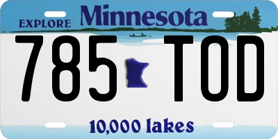 MN license plate 785TOD