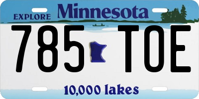 MN license plate 785TOE