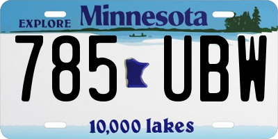 MN license plate 785UBW