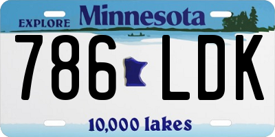 MN license plate 786LDK