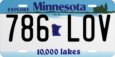 MN license plate 786LOV