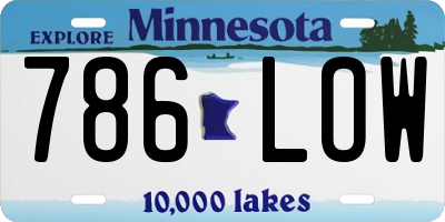 MN license plate 786LOW