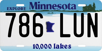 MN license plate 786LUN