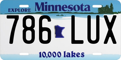 MN license plate 786LUX