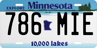 MN license plate 786MIE