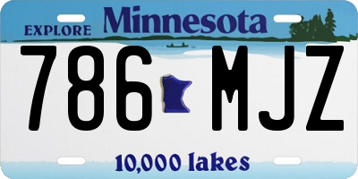 MN license plate 786MJZ