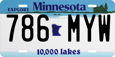MN license plate 786MYW