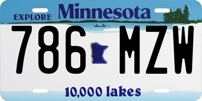 MN license plate 786MZW