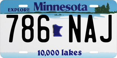 MN license plate 786NAJ