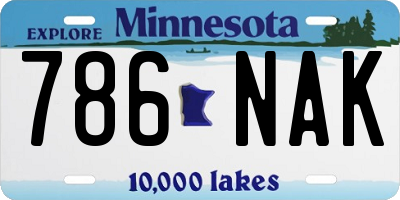 MN license plate 786NAK