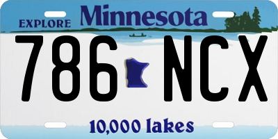 MN license plate 786NCX