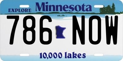 MN license plate 786NOW