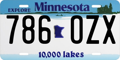 MN license plate 786OZX