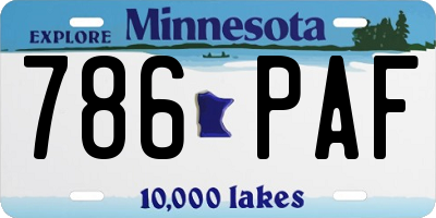 MN license plate 786PAF