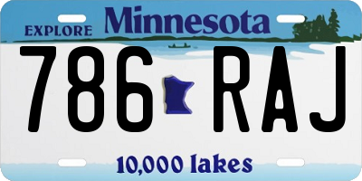 MN license plate 786RAJ