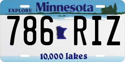 MN license plate 786RIZ