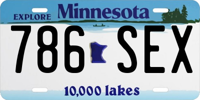MN license plate 786SEX