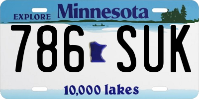 MN license plate 786SUK