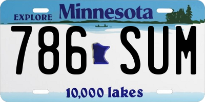MN license plate 786SUM