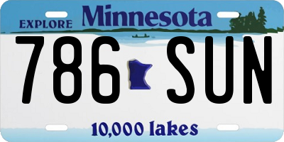 MN license plate 786SUN