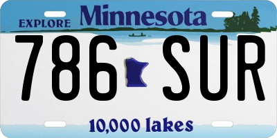 MN license plate 786SUR