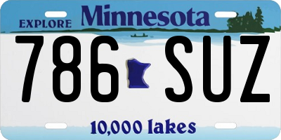 MN license plate 786SUZ