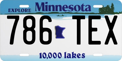 MN license plate 786TEX