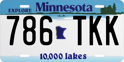 MN license plate 786TKK