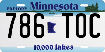 MN license plate 786TOC