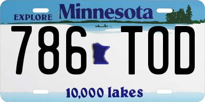 MN license plate 786TOD