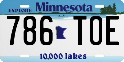 MN license plate 786TOE