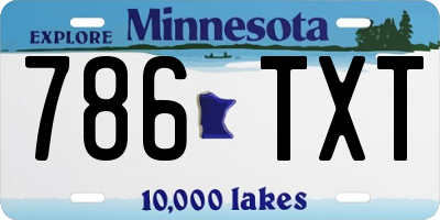 MN license plate 786TXT