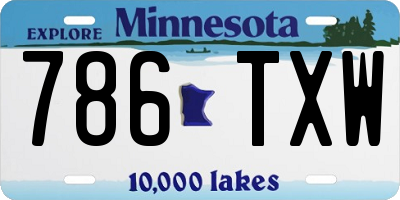 MN license plate 786TXW