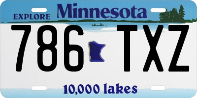 MN license plate 786TXZ