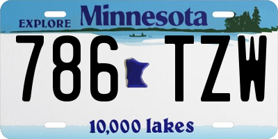 MN license plate 786TZW