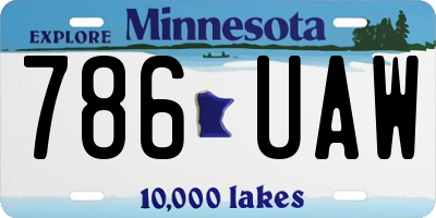 MN license plate 786UAW