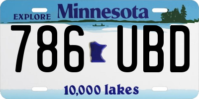 MN license plate 786UBD