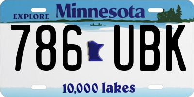 MN license plate 786UBK