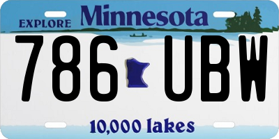 MN license plate 786UBW