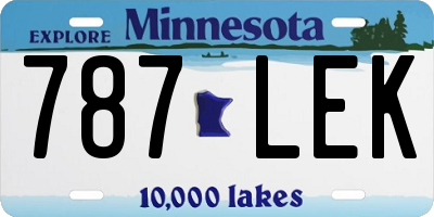MN license plate 787LEK