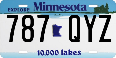 MN license plate 787QYZ